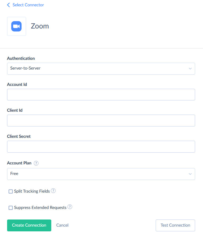 Zoom Server-to-Server connection editor